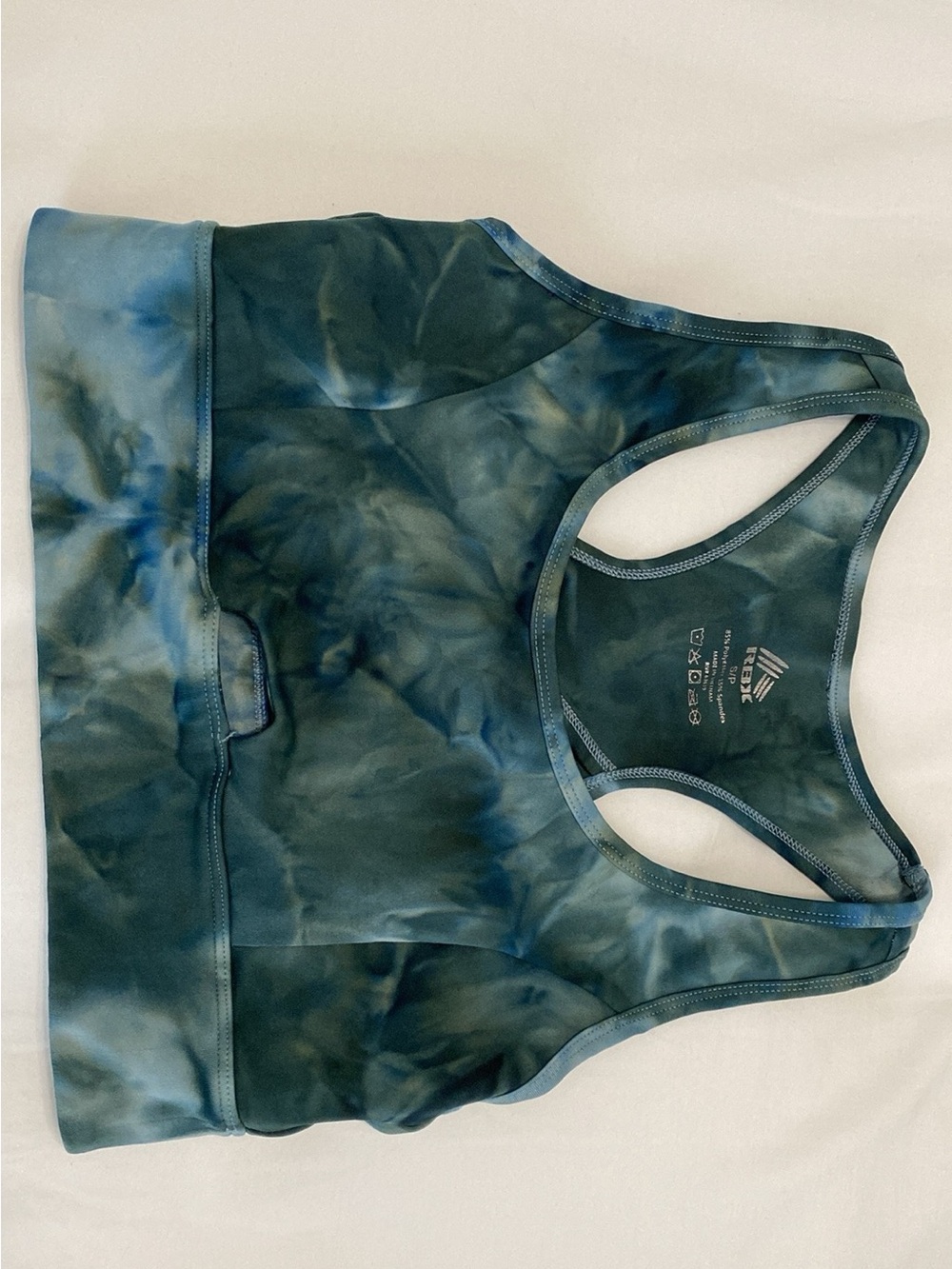tek gear teal and blue tie-dye racerback sports bra